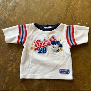 Disney Main Street Vintage Y2K Micksville Jersey Stripe T-Shirt 12M 12 Months 90